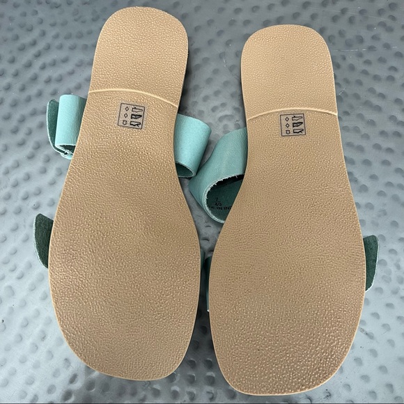 Rule London Leather Double Buckle Slides in Mint - Picture 4 of 8